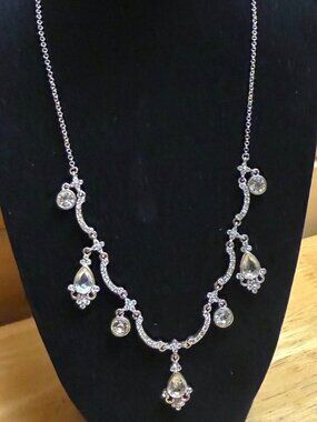 George Brand Silvertone Necklace with Crystal Stones 5/$25